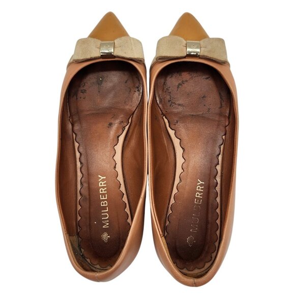Mulberry Bow Ballerina Flat UK 3 US 5.5 Patent Pointed Toe Nappa Leather Ballet - Picture 4 of 11